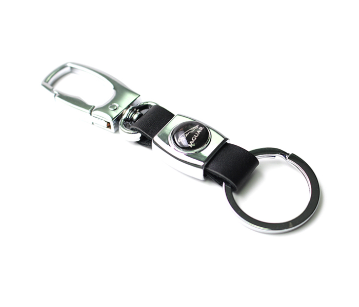 Logo Car Keychain with Carabiner Hook for Jaguar - Black and Silver - Zoom Image