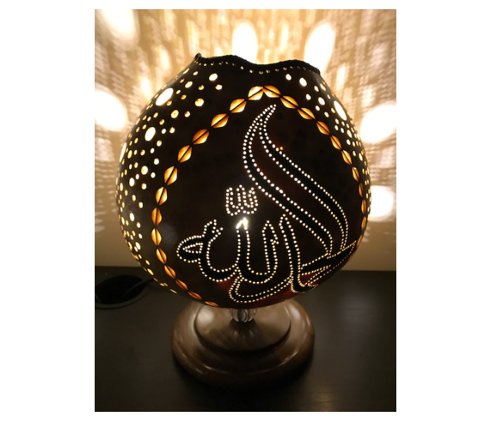 Handmade Gourd Art Night Lamp Alhamdulillah- Wood - Zoom Image 5