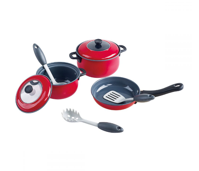 PlayGo Coloured Tin Metal Cookware Set for Kids - Red - Zoom Image 1