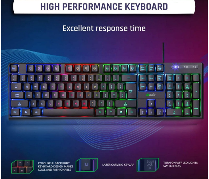 Iends IE-KM695 Gaming Backlight Keyboard and Mouse Combo- Black - Zoom Image 2