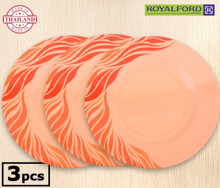 Royalford RF8122 3Pcs 8-inch Aqua Thai Dinner Plate - Orange - Zoom Image