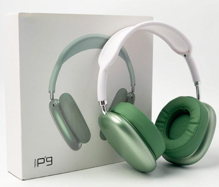 Air Pro Max P9 HD Wireless Bluetooth Headset with FM Radio Mic and Support Micro SD Card- Green - Zoom Image