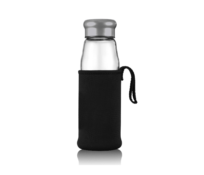 Delcasa DC1315 420ml Glass Water Bottle With Pad - Black - Zoom Image 2