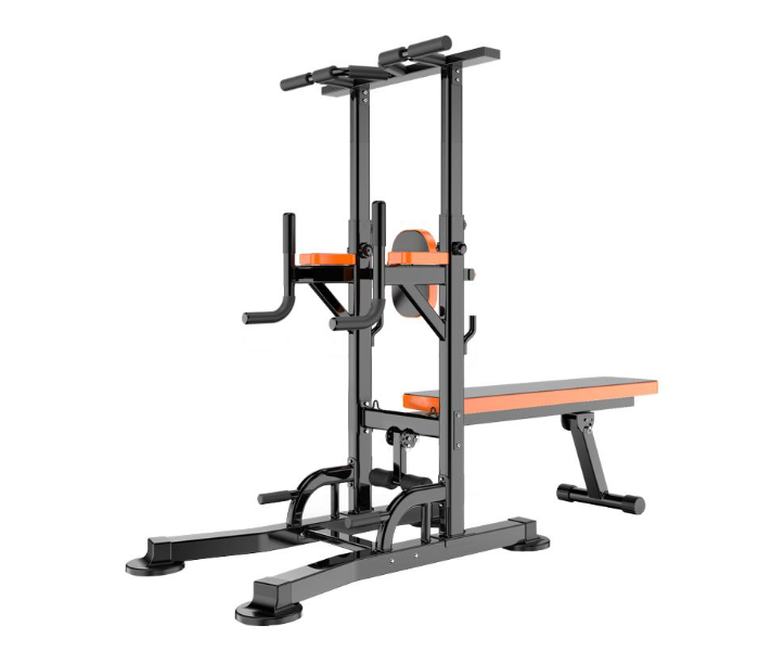 Workout Dip Station with Fitness Board 8 Grade Adjust Height Home All-in-One Pull Up Bar Station Sit-Ups Fitness Equipment for Strong Muscle - Zoom Image 1