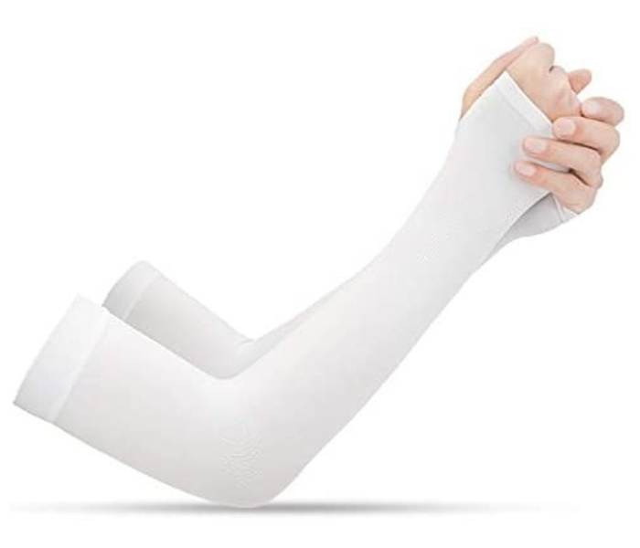 PrimeDay UV Sun Protection Arm Sleeves Ice Cool Arm Cover Sleeves for Men and Women - White - Zoom Image