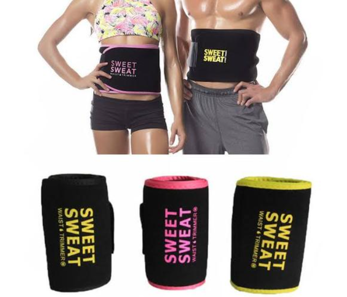 Slimming Waist Trainer Sweet Sweat Waist Trimmer Fitness Belt Adjustable - Black and Yellow - Zoom Image 3