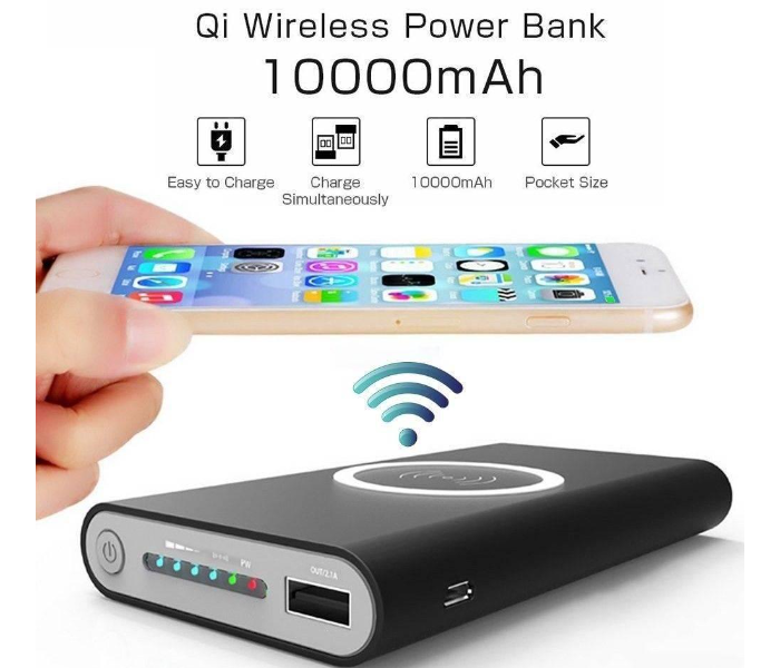 V-walk 10000mAh Wireless Charging Power Bank With USB - White - Zoom Image 3