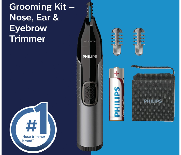 Philips NT3650/16 Cordless Nose Ear and Eyebrow Trimmer with Protective Guard System - Grey - Zoom Image 6