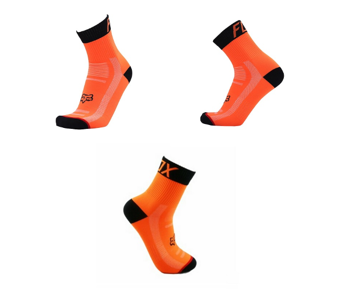 Cycling Compression Socks Fox Design for Road Bike and Mountain Bike - Orange - Zoom Image 1