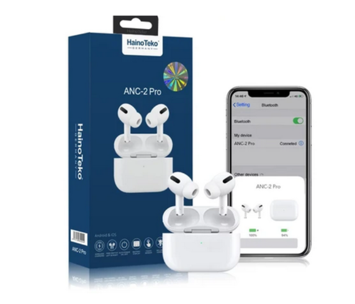 Haino Teko ANC-2 Pro Wireless AirPods with Cover - White - Zoom Image 2