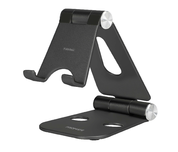 Promate TABVIEW Aluminum Desk Tablet or Phone Holder with Multi Angle View Tablet Stand - Black - Zoom Image 1