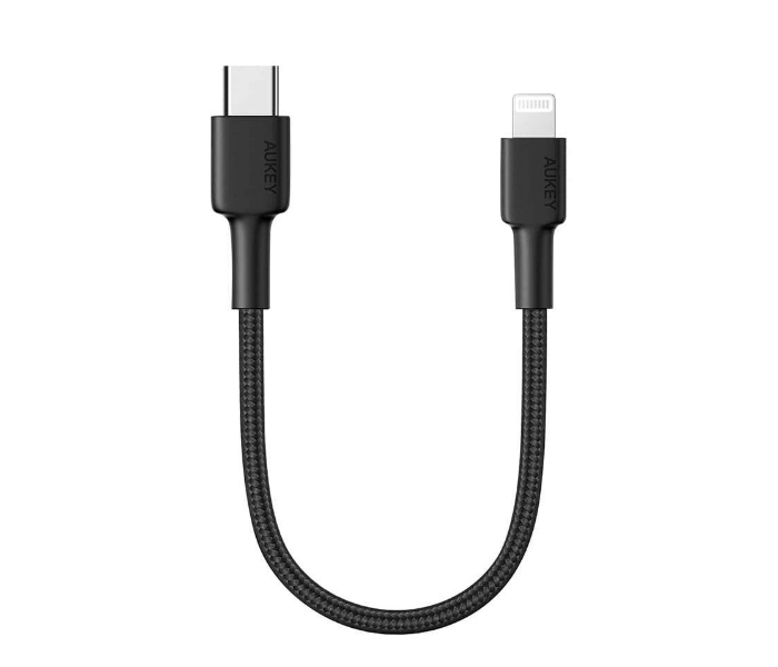 Aukey CL12B Braided Nylon USB-C to Lightning Cable 18cm - Black - Zoom Image 1