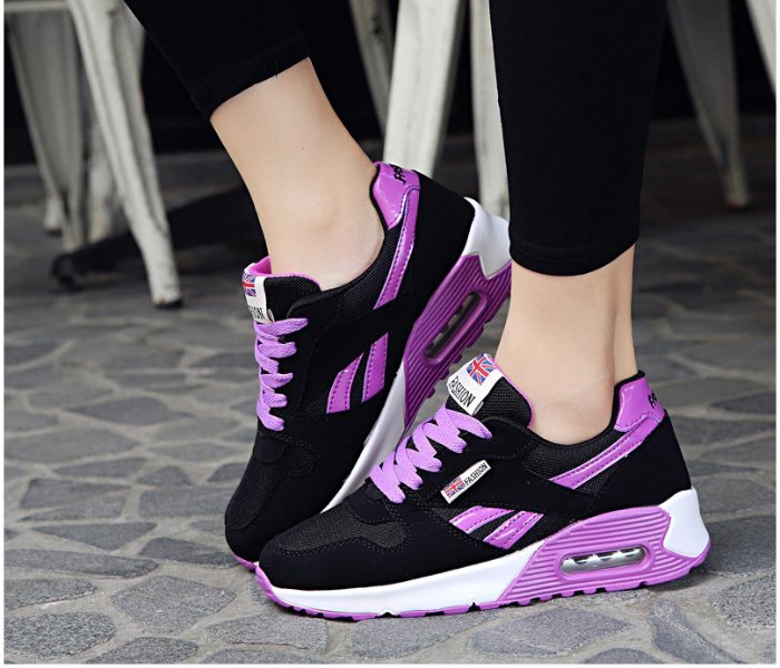 Light Breathable Mesh Flat Casual EU-39 Lace-up Sneakers for Women - Violet - Zoom Image 2