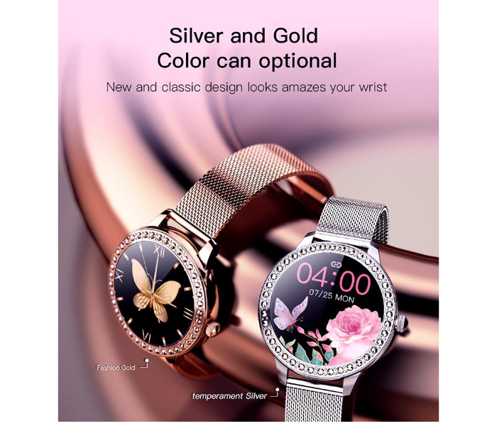 Metal Strap Stylish 1.28Inch Heart Rate Monitor 180mAh IP67 Waterproof Android and IOS 42mm Ladies Smart Watch - Gold - Zoom Image 3