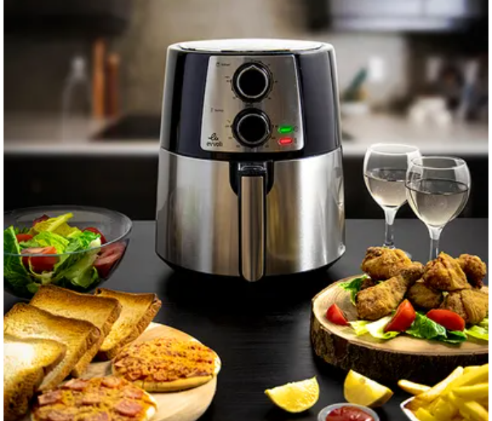 Evvoli EVKA-AF3501B 3.5L 1400W Adjustable Temperature Control Air Fryer - Black and Grey - Zoom Image 1