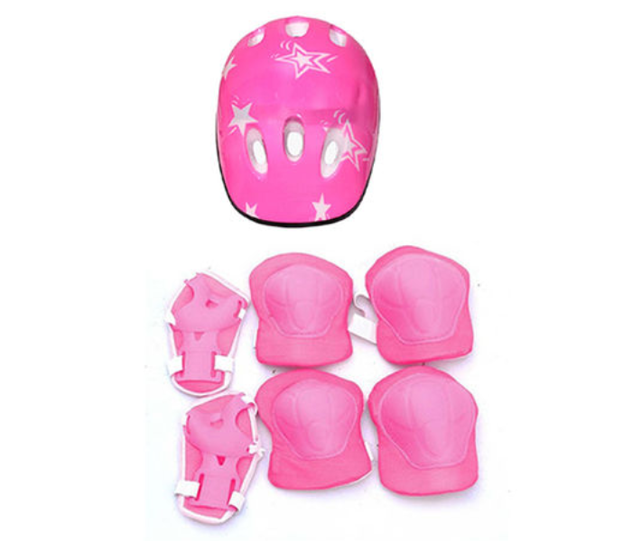 Kids 7 Pieces Protective Gear Set Scooter Skate Roller Cycling Knee Elbow Pads Set - Pink - Zoom Image 1