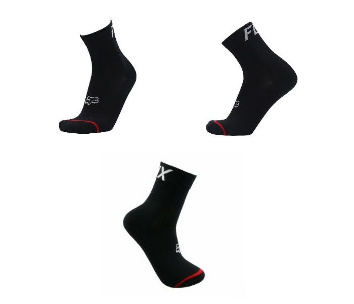 Cycling Compression Socks Fox Design for Road Bike and Mountain Bike - Black - Zoom Image 1