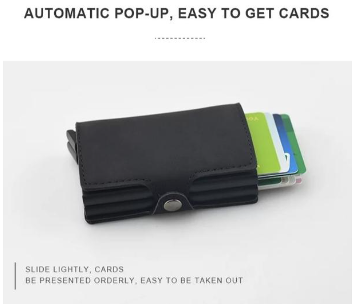 Double Aluminum RFID Leather Credit Card Holder - Black - Zoom Image 2