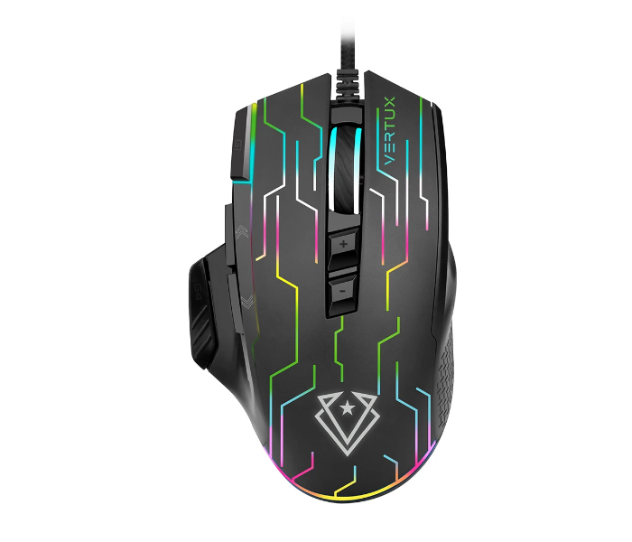 Vertux KRYPTONITE 10000DPI RGB 9 Button Programmable Wired Gaming Mouse - Black - Zoom Image 1