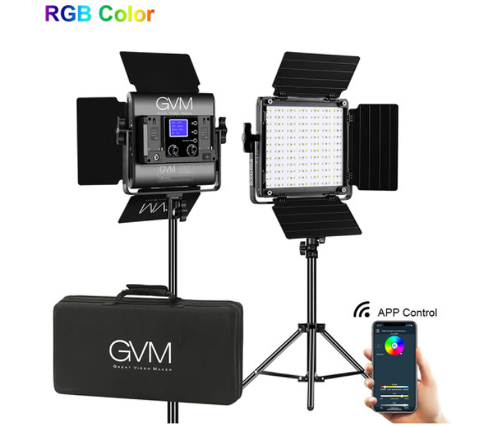 GVM AWP-1141 800D-RGB LED Studio 2-Video Light Kit - Black - Zoom Image 2