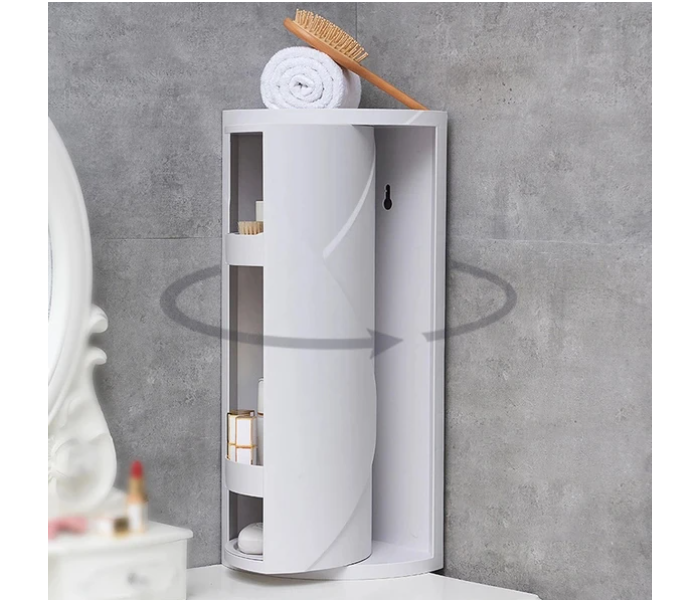 Rotating Bathroom Kitchen Corner Storage Shelf Rack - White - Zoom Image 2