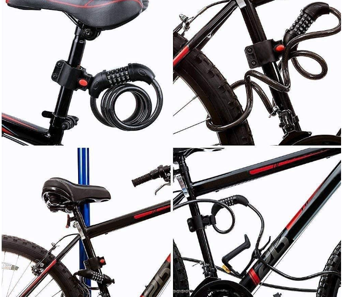 Security Bike Lock Combination Resettable With 5 Digital Code,4 Feet Self Coiling Cable Bike Lock For Mountain Or Road Bike With Complimentary Mounting Bracket - Zoom Image 3