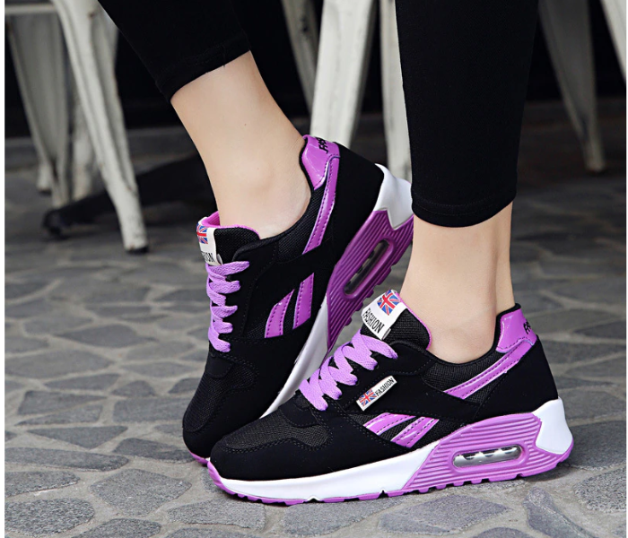 Light Breathable Mesh Flat Casual EU-38 Lace-up Sneakers for Women - Violet - Zoom Image 2