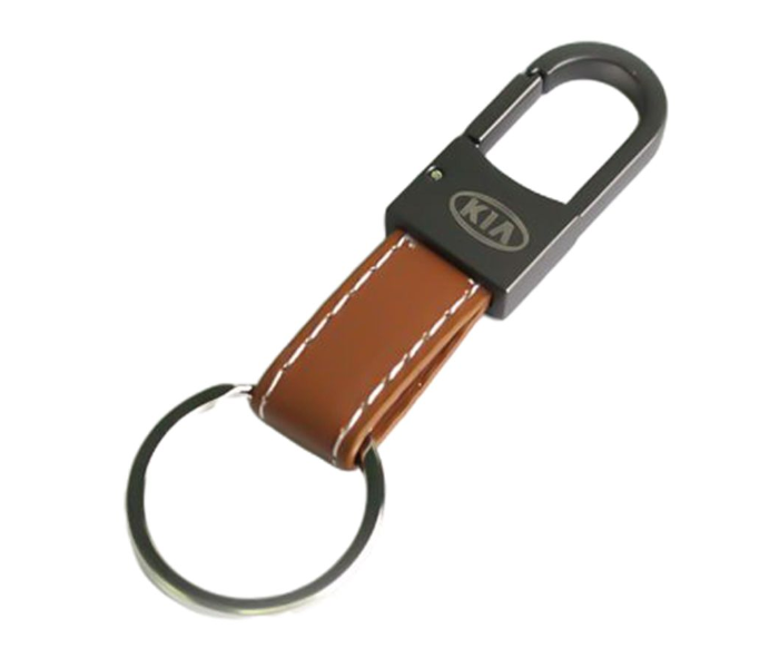 Carabiner Lock Auto Car Keychain for Kia - Brown and Black - Zoom Image