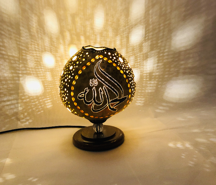 Handmade Gourd Art Night Lamp Alhamdulillah- Wood - Zoom Image 3