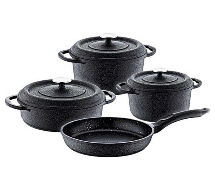 OMS Collection 7 Pieces Non-Stick Die Cast Cookware Set - Black - Zoom Image