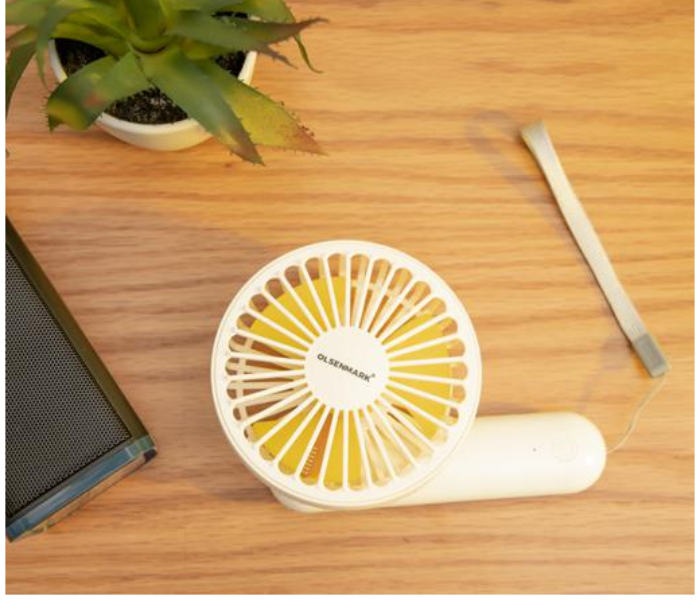 Olsenmark OMF1801 Reachargble Mini Personal Portable Fan with 3 Speed Options - White and Yellow - Zoom Image 3