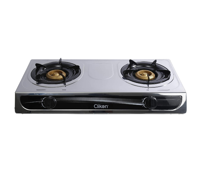 Clikon CK4276 2 Burner Gas Stove - Black and Silver - Zoom Image 1