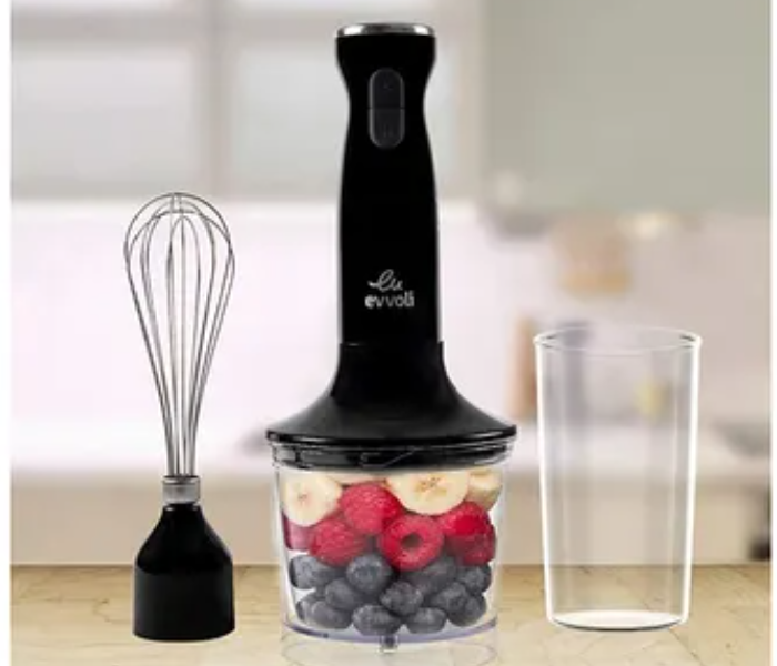 Evvoli EVKA-HBL4B 550W 4-In-1 Stainless Steel Stem Hand Blender With Chopper And Whisk  - Black - Zoom Image 5