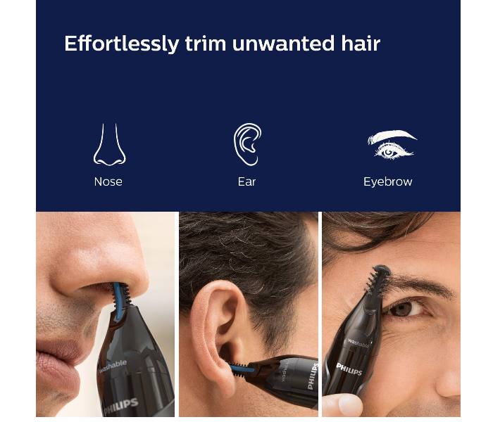 Philips NT3650/16 Cordless Nose Ear and Eyebrow Trimmer with Protective Guard System - Grey - Zoom Image 2