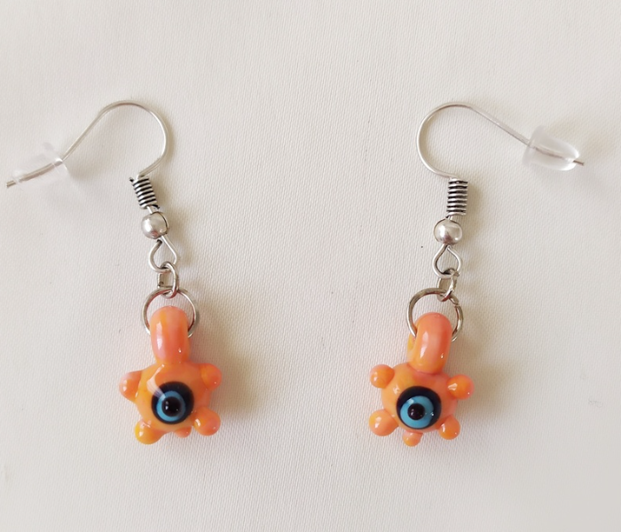 Handmade Glass Art Turtle Jewellery Set - Orange and Black - Zoom Image 2