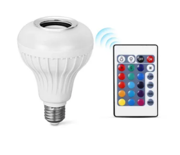 12w LED Bluetooth Speaker Bulb With Remote Control - White - Zoom Image 1