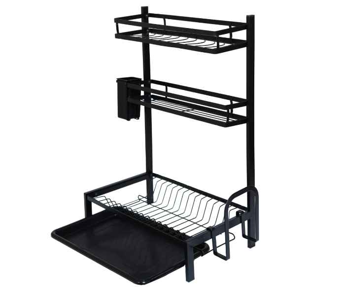 Multifunctional MJ-6014 Chrome Plated 3 Tier Kitchen Storage Rack - Black - Zoom Image 3