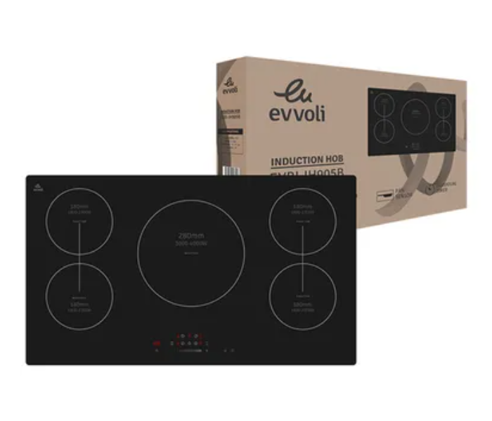 Evvoli EVBI-IH905B Bulit-In Induction Hob 5 Burners Soft Touch Control With 9 Stage Power Setting And Saftey Switch - Black - Zoom Image 4