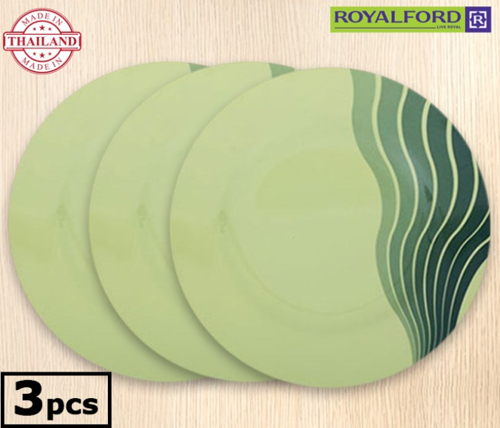 Royalford RF8156 3Pcs 8-inch Melamine Radiant Thai Dinner Plate - Green - Zoom Image