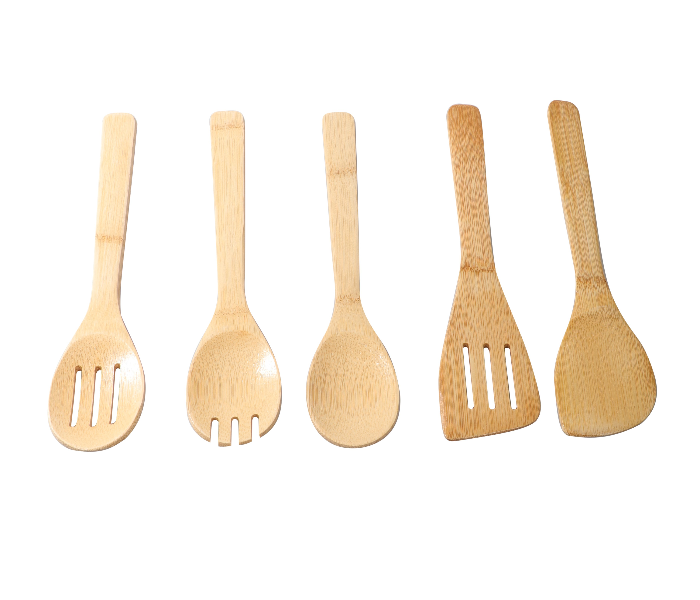 Delcasa DC1681 5 Pieces Bamboo Utensils - Wood - Zoom Image 2