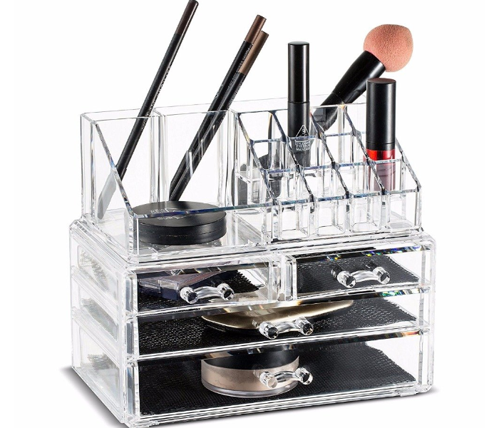 4 Drawer Clear Acrylic Cosmetic Organiser Display Table Storage Stand for Make Up  - Zoom Image 3