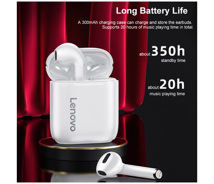 Lenovo LP2 Bluetooth 5.0 True Wireless Earphone with Dual Stereo Deep Bass  and Touch Control - White - Zoom Image 5