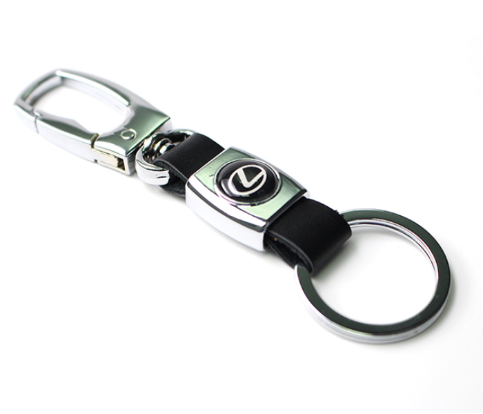 Logo Car Keychain with Carabiner Hook for Lexus - Black and Silver - Zoom Image