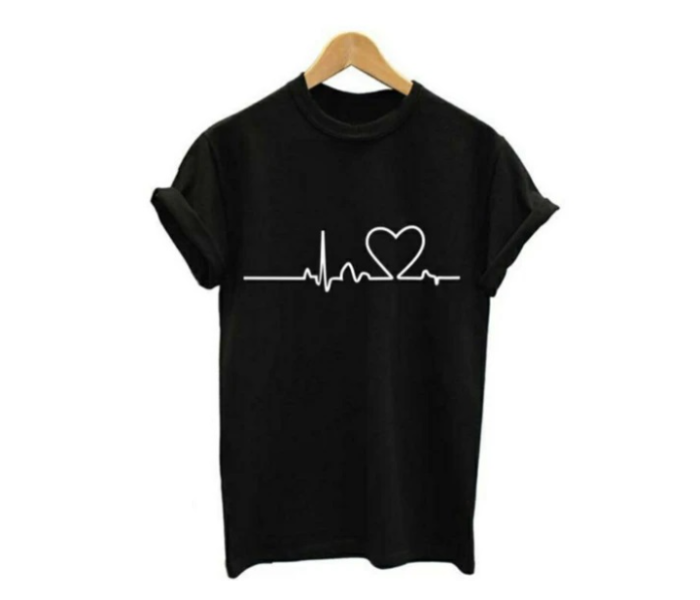 2 Piece New Summer Love Printed Large Womens Short Sleeve Causal T-Shirts - Black and White - Zoom Image 2