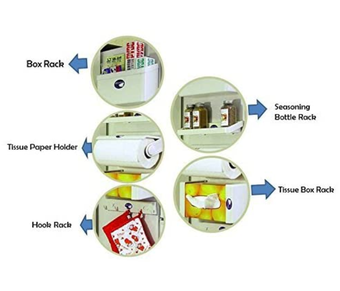 5 in 1 Magnetic Refrigerator Storage Rack Tissue Paper Roll Holder - Multicolour - Zoom Image 4