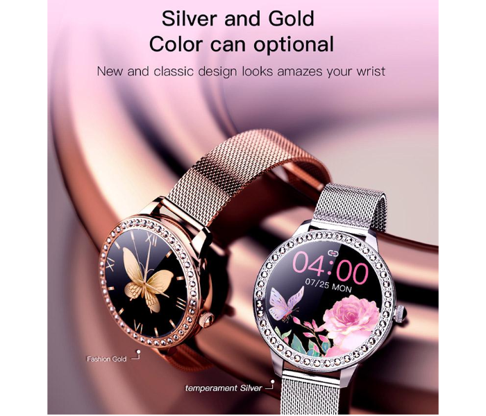 Metal Strap Stylish 1.28Inch Heart Rate Monitor 180mAh IP67 Waterproof Android and IOS 42mm Ladies Smart Watch - Silver - Zoom Image 2