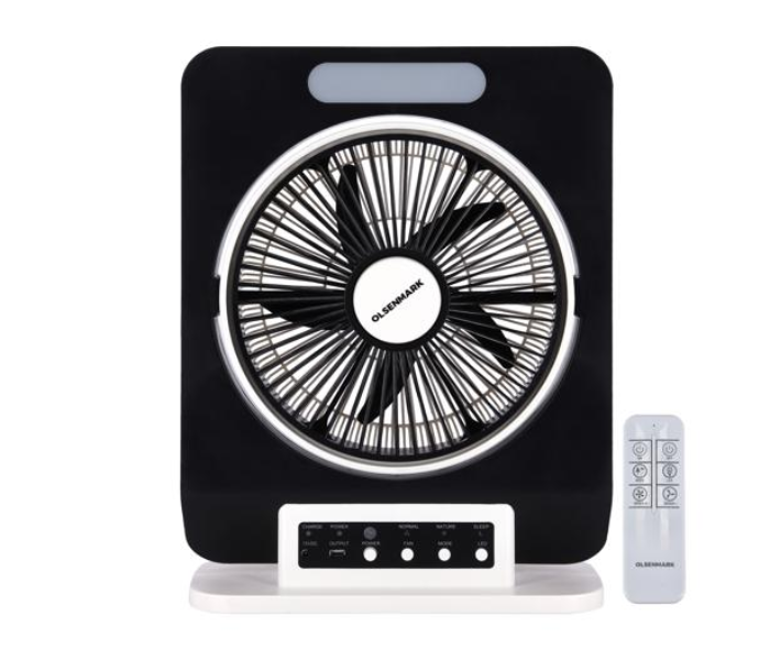 Olsenmark OMF1795 12 inch Rechargeable Fan with Remote - Black - Zoom Image 1