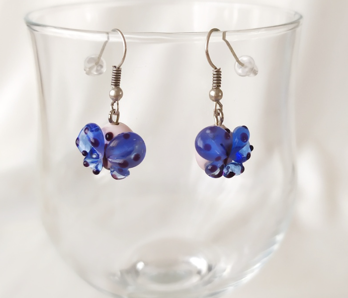 Handmade Glass Art Butterfly Jewellery Set - Navy Blue - Zoom Image 2