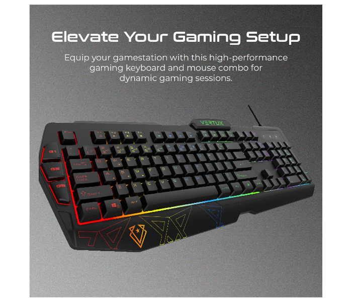 Vertux VENDETTA Backlit Wired Gaming Keyboard and Mouse - Black - Zoom Image 2