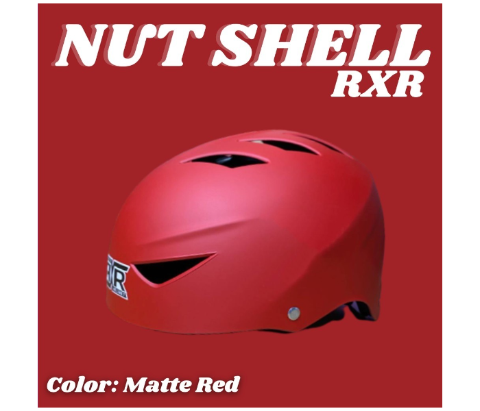 RXR Bicycle E-Scooter Nutshell Open Face Helmet - Matte Red - Zoom Image